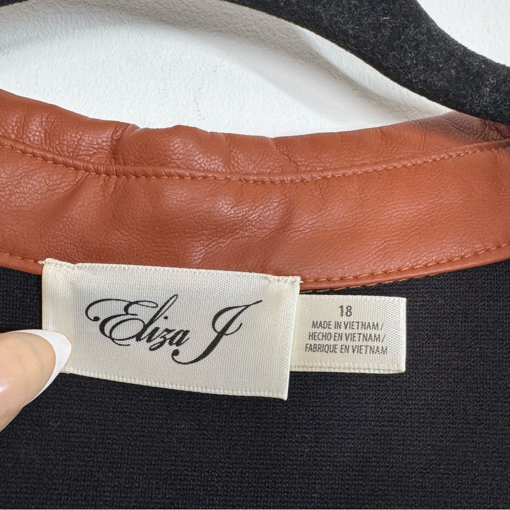 Eliza J Dress Popover Faux Leather Trim Mini NEW - Picture 9 of 11